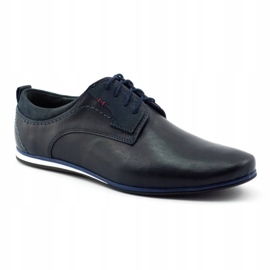 Olivier Sapatos de couro masculino 731 azul marinho 1