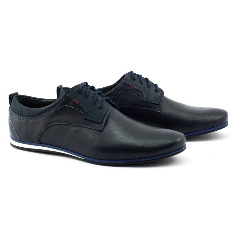 Olivier Sapatos de couro masculino 731 azul marinho 2