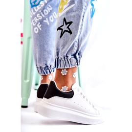 Calçado desportivo feminino com plataforma, branco e preto 3