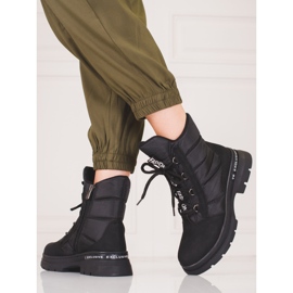 Botas de neve Shelovet de mulher com atacadores preto 2