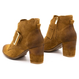 Exquisite Botas de camurça de mulher com fivela de salto alto 1262EX camel marrom 4