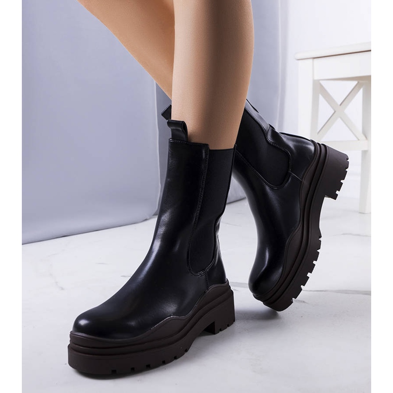 BM Botas pretas em uma sola Jadiel marrom preto 1
