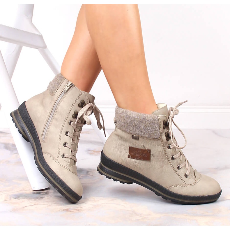 Botas femininas com isolamento bege à prova d'água e confortáveis ​​Rieker Z2430-60 1