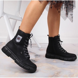 Botas confortáveis ​​impermeáveis ​​para mulheres pretas Rieker X3410-00 preto 2