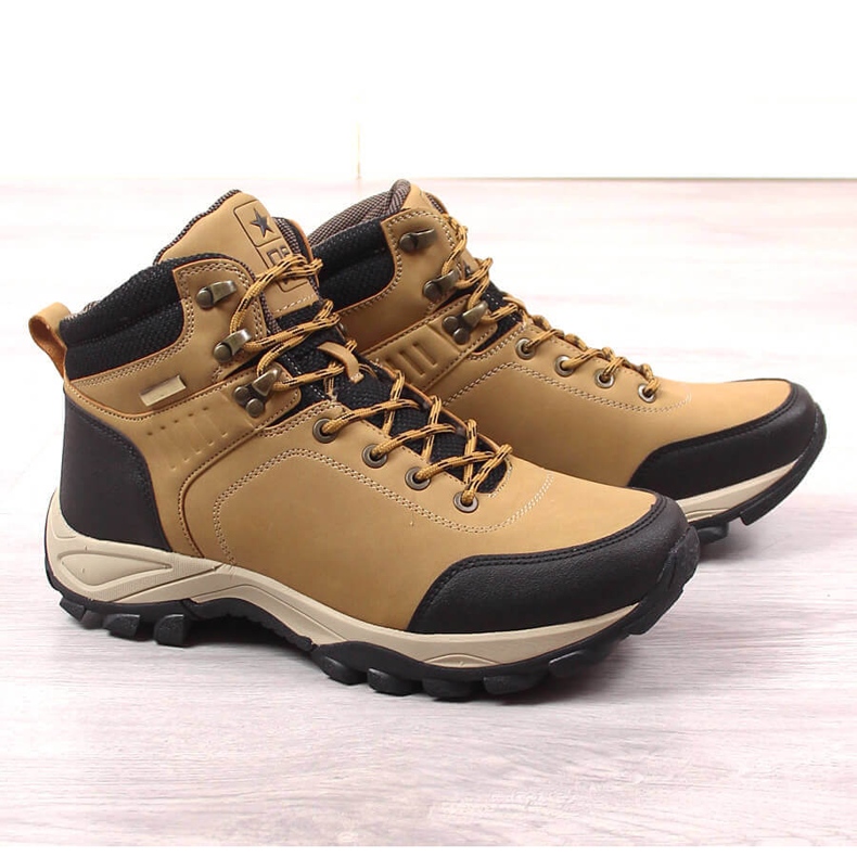 News Sapatos de trekking masculinos com alto isolamento camel Notícias castanho 1