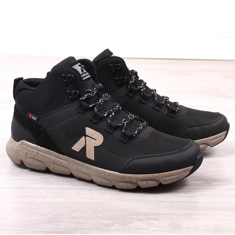 Rieker Revolution 07862-00 botas altas impermeáveis ​​pretas para homem vermelho 1