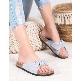 SHELOVET Chinelos de camurça na plataforma cinza 2