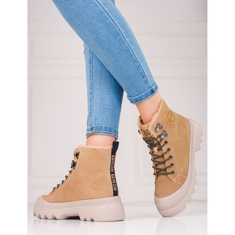 Sapatos femininos feitos de couro genuíno Big Star KK274521 marrom 1