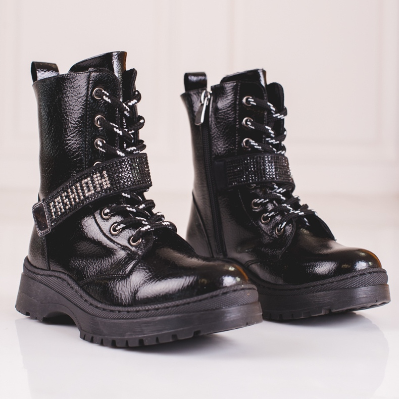 W. Potocki Bota menina Potocki com cristais preto 1