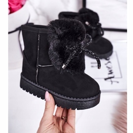 Botas de neve pretas infantis com camurça de pele Amelia preto 2