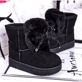 Botas de neve pretas infantis com camurça de pele Amelia preto 3 Botas de neve pretas infantis com camurça de pele Amelia preto 3
