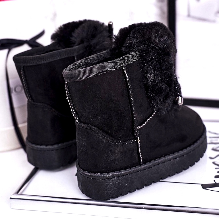 Botas de neve pretas infantis com camurça de pele Amelia preto 4 Botas de neve pretas infantis com camurça de pele Amelia preto 4