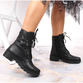 Botas de couro femininas confortáveis ​​com isolamento preto Rieker X0500-00 2