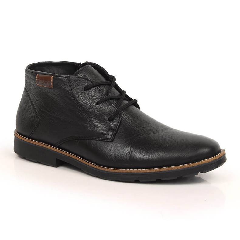 Sapatos de couro masculinos isolados com lã de ovelha, preto Rieker 15311-00 1