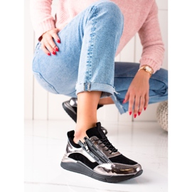 W. Potocki Tênis preto e prata feito de couro Potocki dourado 1