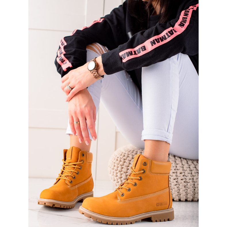 Botas de caminhada femininas Big Star II274447 marrom amarelo 1