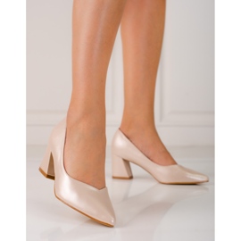 Bombas de pérolas femininas no poste Shelovet bege 2