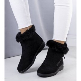 Botas de neve pretas e isolantes com pelo de Crina preto 1