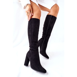 PS1 Botas femininas de salto alto, finas pretas quentes preto 4