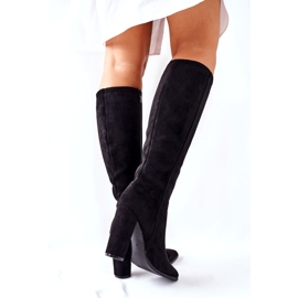 PS1 Botas femininas de salto alto, finas pretas quentes preto 3