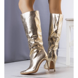 BM Botas douradas de salto alto com Dinami dourado 1 BM Botas douradas de salto alto com Dinami dourado 1