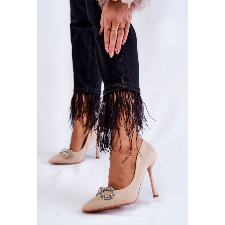 PS1 Elegantes Stilettos Alyssa Bege com Laço 2