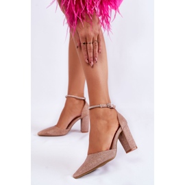 PS1 Sapatos brilhantes nos saltos com strass ouro rosa dourado 2