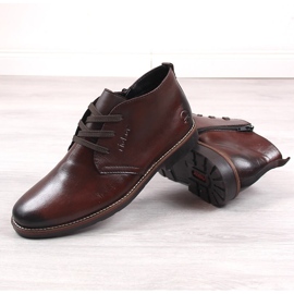 Botins de couro para homem isolados com lã de ovelha, castanho Rieker 15300-25 marrom 1