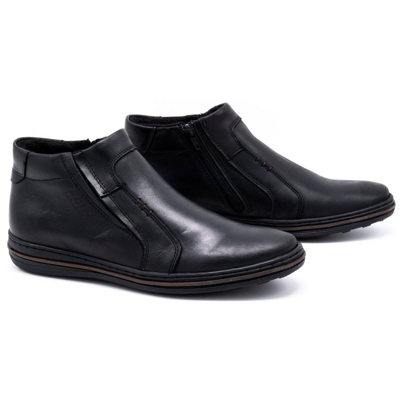 Polbut Botas masculinas de couro de inverno 381F pretas preto 2