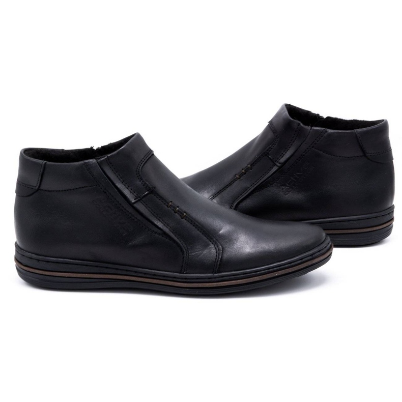 Polbut Botas masculinas de couro de inverno 381F pretas preto 3
