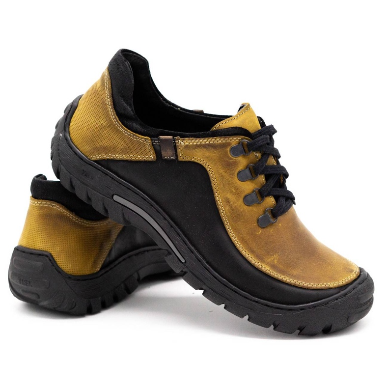KOMODO Sapatos de trekking masculino de couro 917K amarelo 3
