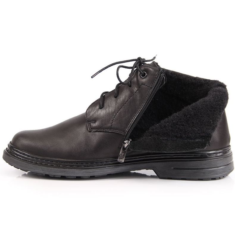 Botins masculinos de couro com zíper Helios preto 1