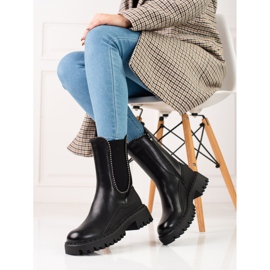 Botas Chelsea de cano alto feitas de couro ecológico preto 1