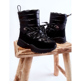 PE1 Botas de neve quentes para crianças pretas Leena com zíper preto preto 2 PE1 Botas de neve quentes para crianças pretas Leena com zíper preto preto 2