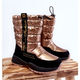 Botas de neve quentes de lã infantil no controle deslizante Golden Delhi dourado 1