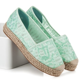 Vices Alpargatas de renda com lantejoulas verde 1 Vices Alpargatas de renda com lantejoulas verde 1