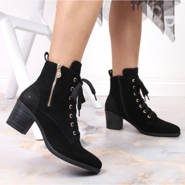 Botas de camurça de couro no poste isolado Rieker W RKR564 preto 2