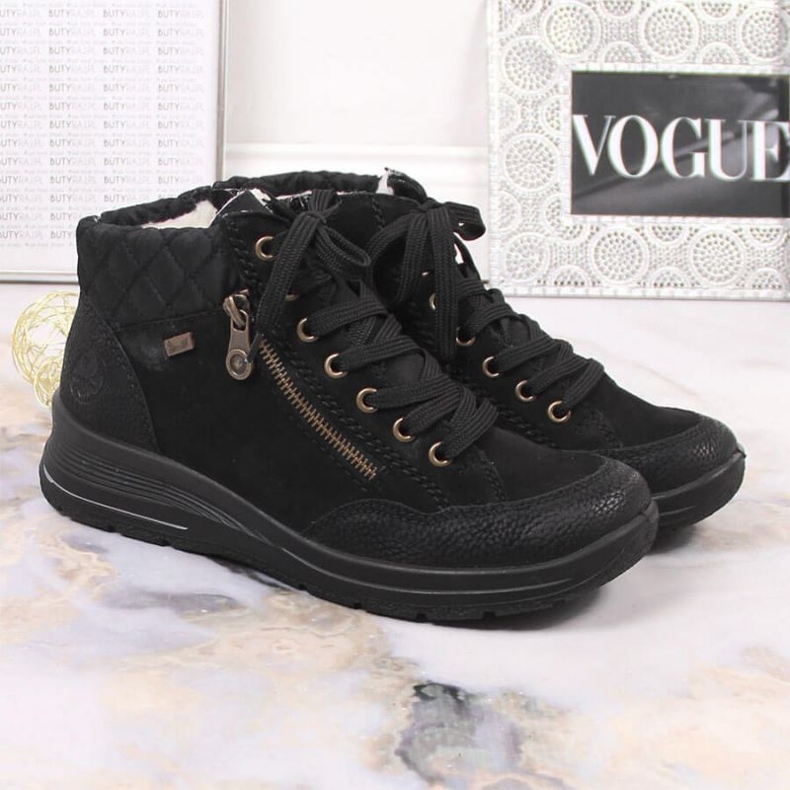 Botas com isolamento de couro impermeável Rieker W RKR567 preto 2