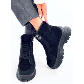 Botas com atacadores e pele de cordeiro Khandi Black preto 1