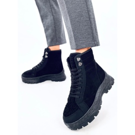 Botas com atacadores e pele de cordeiro Khandi Black preto 2