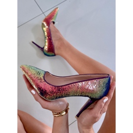 BM Salto de salto feminino Mirren Navy com paetês multicolorido 1 BM Salto de salto feminino Mirren Navy com paetês multicolorido 1