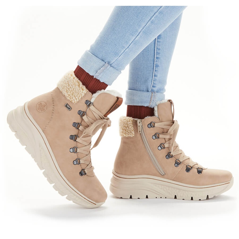 Botas de neve impermeáveis ​​Rieker bege quente para mulher 48034-20 1