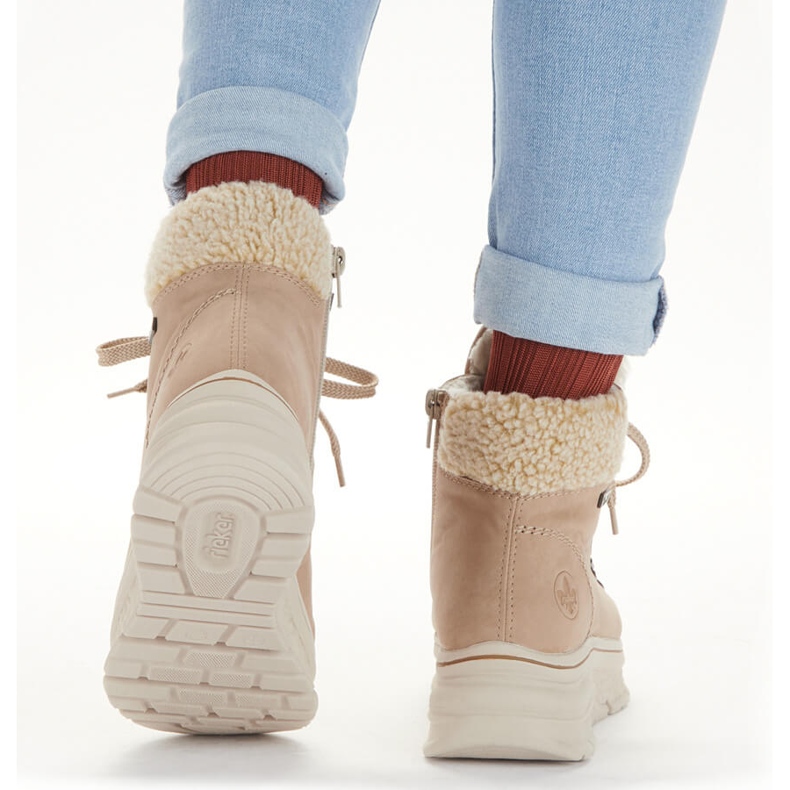 Botas de neve impermeáveis ​​Rieker bege quente para mulher 48034-20 2