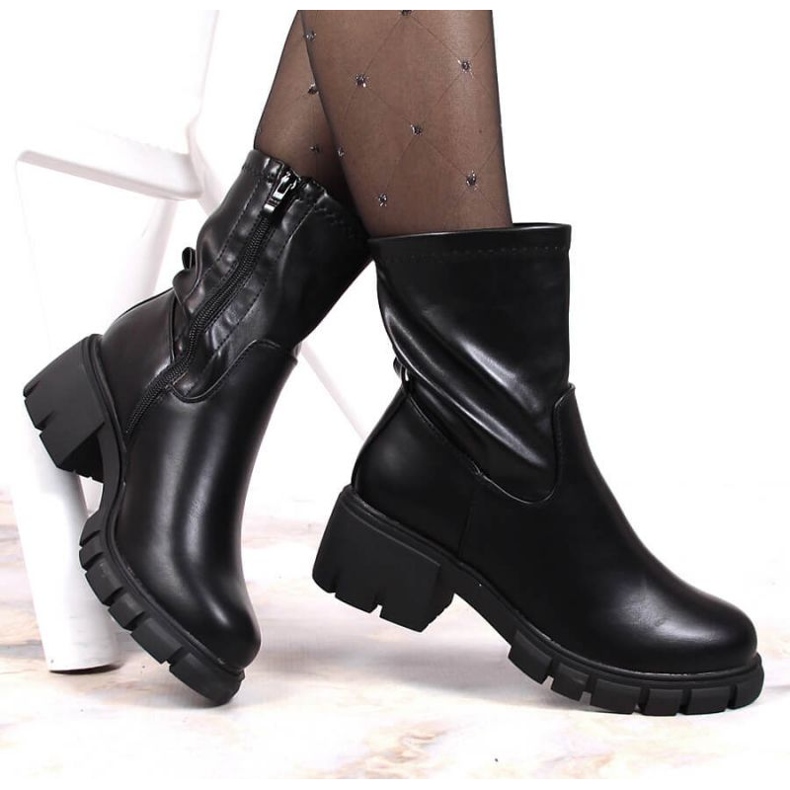 Botas Jodhpur com salto alto e plataforma isolada Jezzi W JEZ379 preto 1