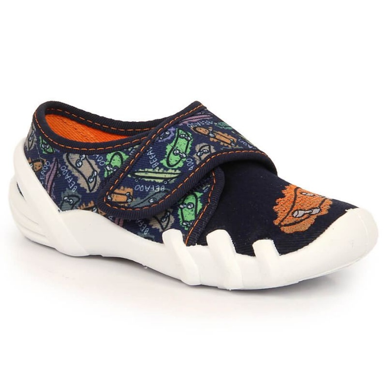 Chinelos caseiros de velcro Befado Jr BEF11F azul marinho 2