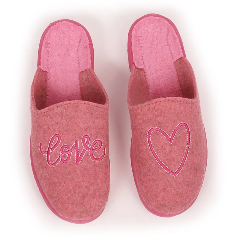 Pantufas deslizantes de feltro Befado Jr BEF40A para casa rosa 1