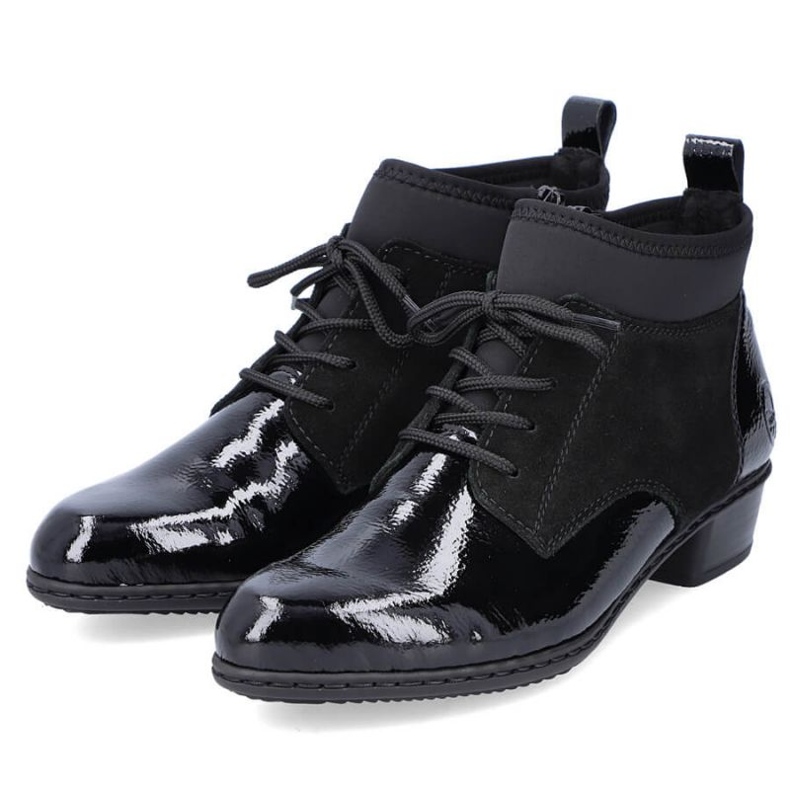 Botas isolantes lacadas em couro Rieker W RKR573 preto 1