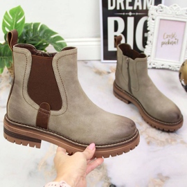 Botas Jodhpur na plataforma isolada eVento W EVE368A bege marrom 1