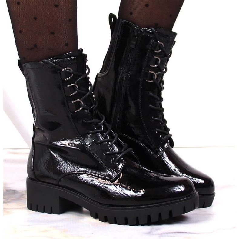 Botins lacados com isolamento Jezzi W JEZ369 preto 1