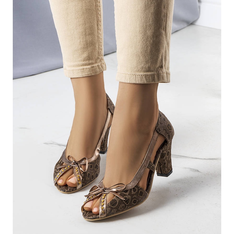 PA1 Sapatilha de salto alto marrom da Lavra castanho cobre 1